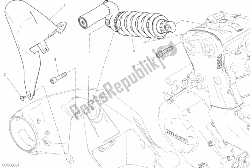 All parts for the Sospensione Posteriore of the Ducati Monster 1200 S USA 2020